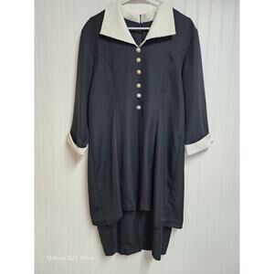 Vintage Leslie Belle Dress 14 Black White Wednesday Addams Goth Grim Romantic